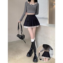 Z 16493 Lace Trim A-Line Skirt ��˿����ȹ �羳ŷ������ѷ
