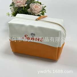 定制logo帆布化妆包跨境外贸新品旅行化妆包大容量简约高颜值化妆