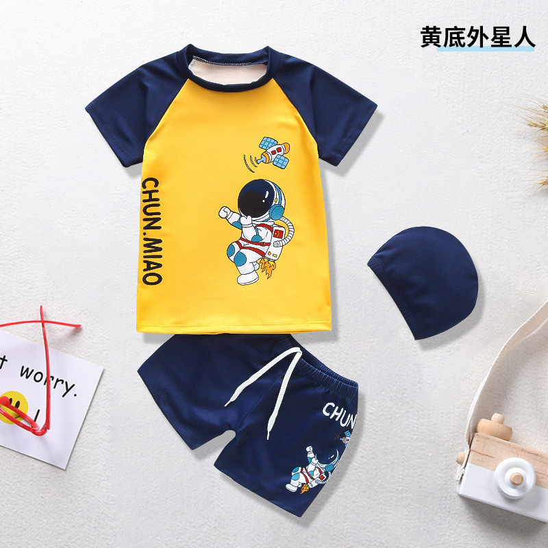Traje de baño para niños traje de baño de dos piezas para niños verano nuevo 1-5 años traje de baño de primavera caliente de dibujos animados para niños ventas directas de fábrica