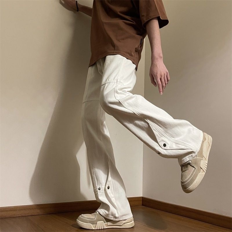American high street vibe microbook jeans marca de moda masculina slim oversize jeans rectos