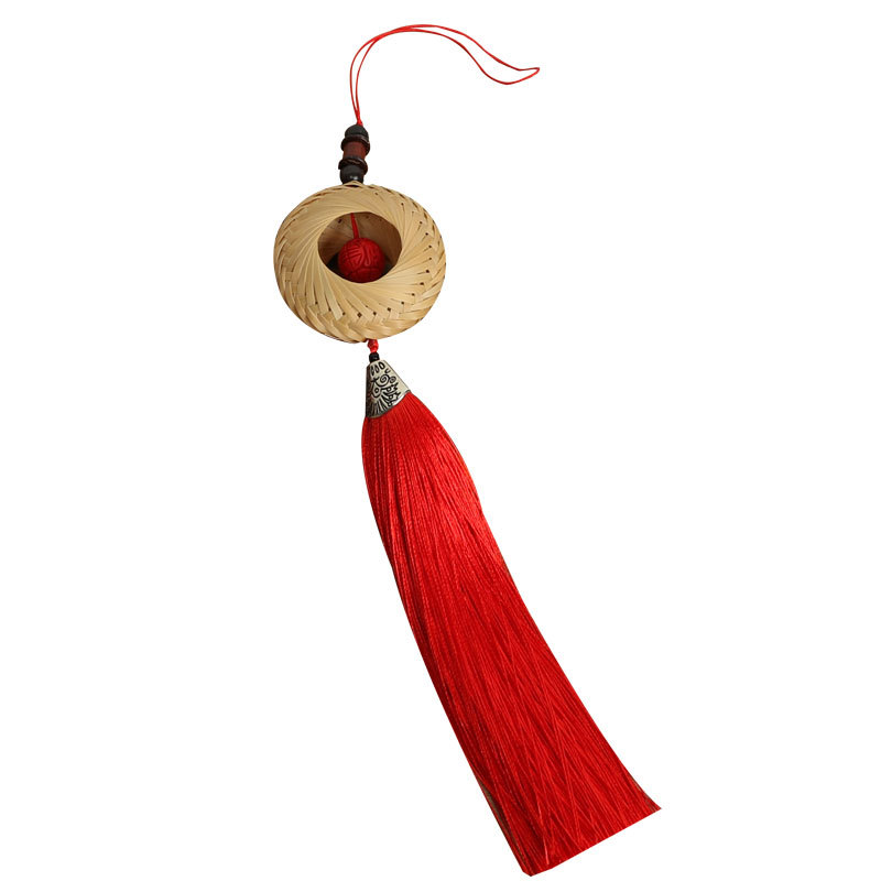 Joyería de estilo antiguo hecho a mano de bambú tejido hanfu accesorios chino colgante oído ventilador clásico estilo antiguo ventilador plegable ventilador redondo borla Accesorios