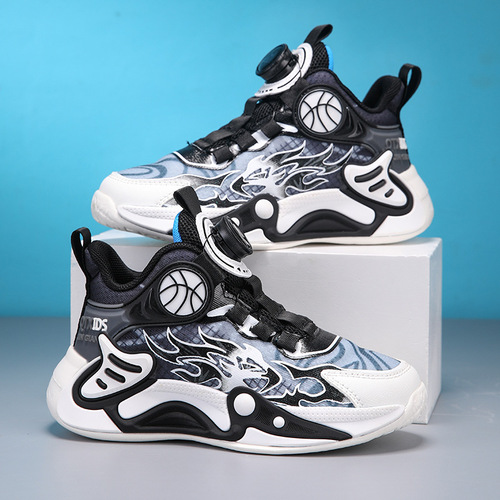 Ag.Dog Boys' Summer 2024 New Release Children's Professional Basketball Shoes with Rotating Button, Breathable, Glow-in-the-Dark Sports Shoes