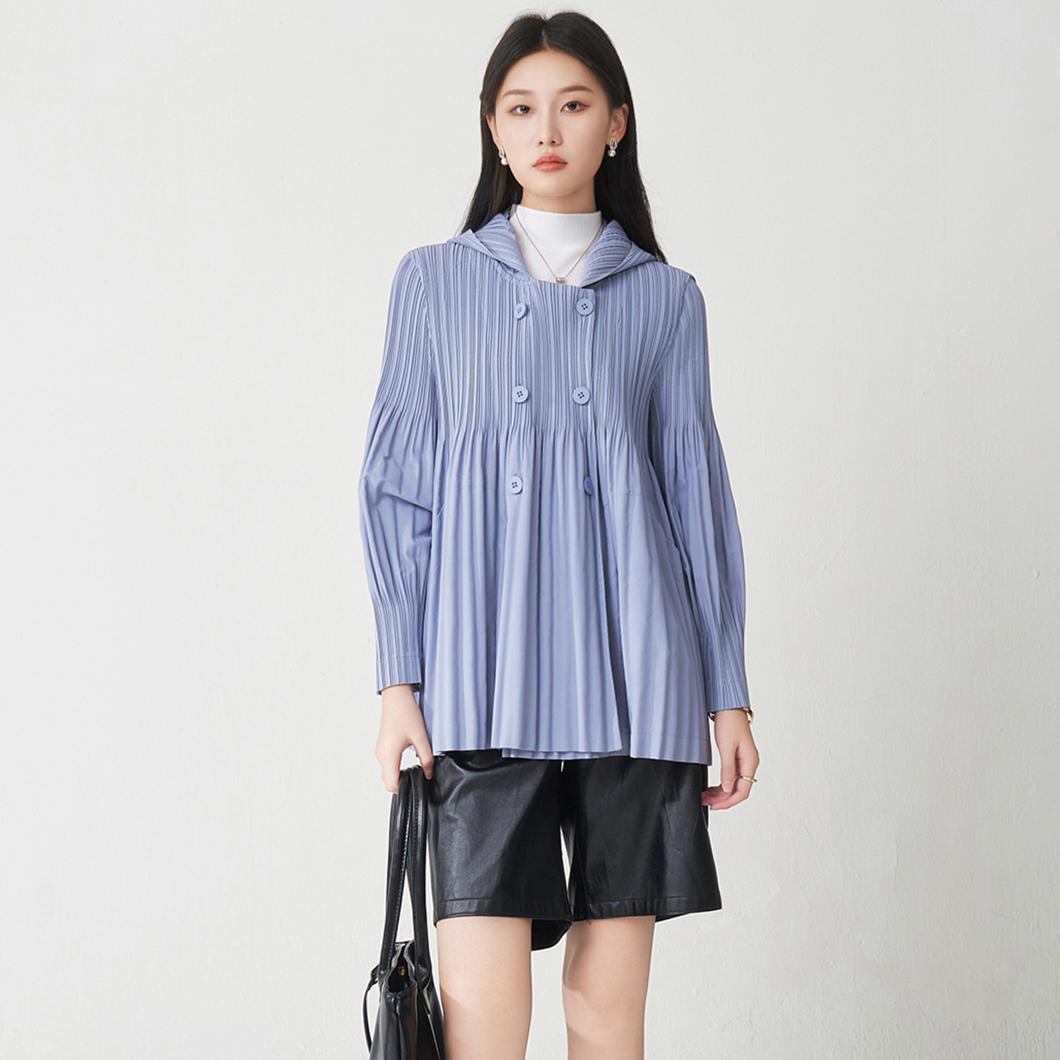 三宅外套女2025新款专柜高品质衣服连帽宽松休闲通勤百搭开衫外搭