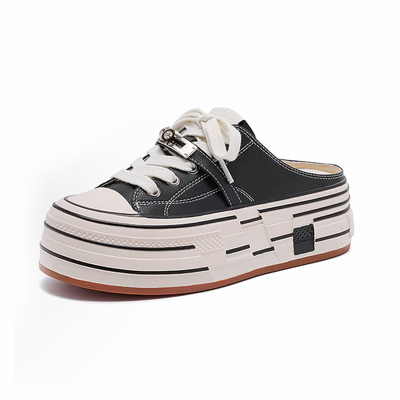 Women's Thick Soled Closed Toe Slippers Lace Up Versatile Shoes_voghion.com