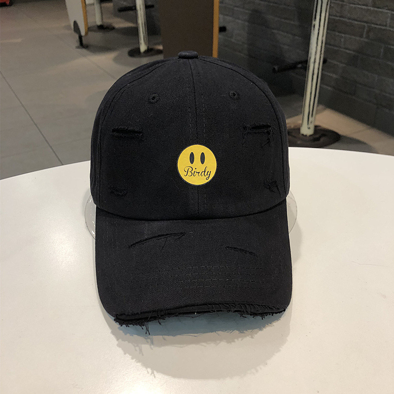 Sombreros de moda sonriente sombrero de béisbol letras estampadas en caliente agujeros primavera y verano sombrero de béisbol callejera de moda con sombrero de sombra