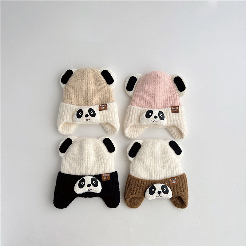 Sombreros para bebés invierno para niños gorras de protector de orejas super lindas gorras de punto panda gorras de abrigo