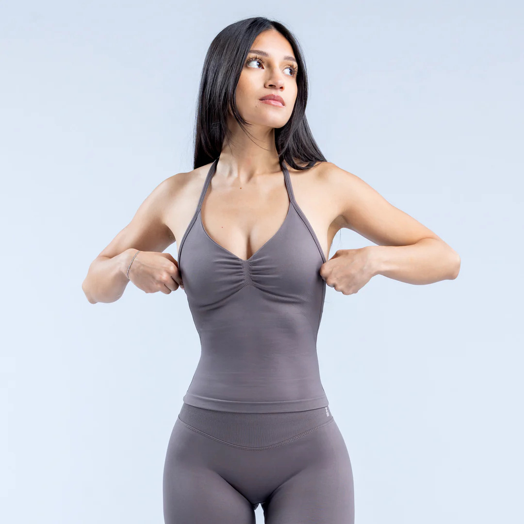 DFYNE Women's Halter Neck Sports Bra Padded Shockproof Yoga Top Backless Strap High Elastic Support Summer Fitness Vest_desvips.com
