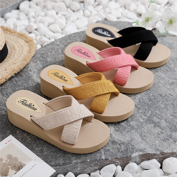 ethnic solid color casual fashionable women's slippers platform