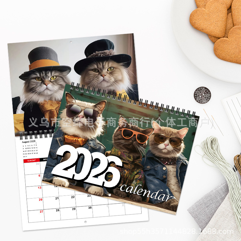 跨境新品2026 Stylish Cats Calendar 2026时尚猫咪日历|undefined