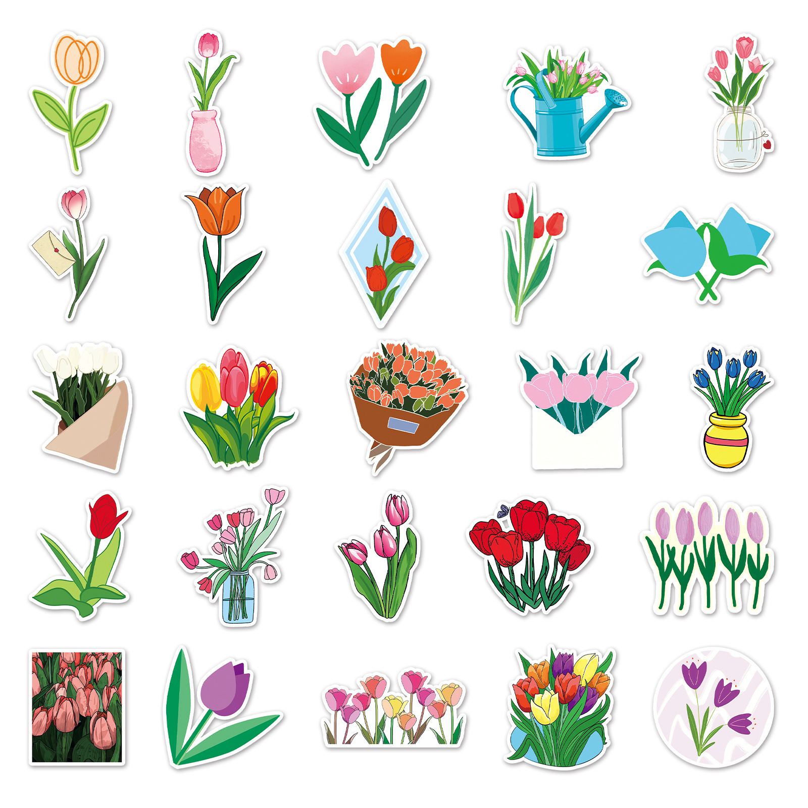1 Piece Tulips School Graduation PVC Self-adhesive Cute Pastoral Stickers display picture 2