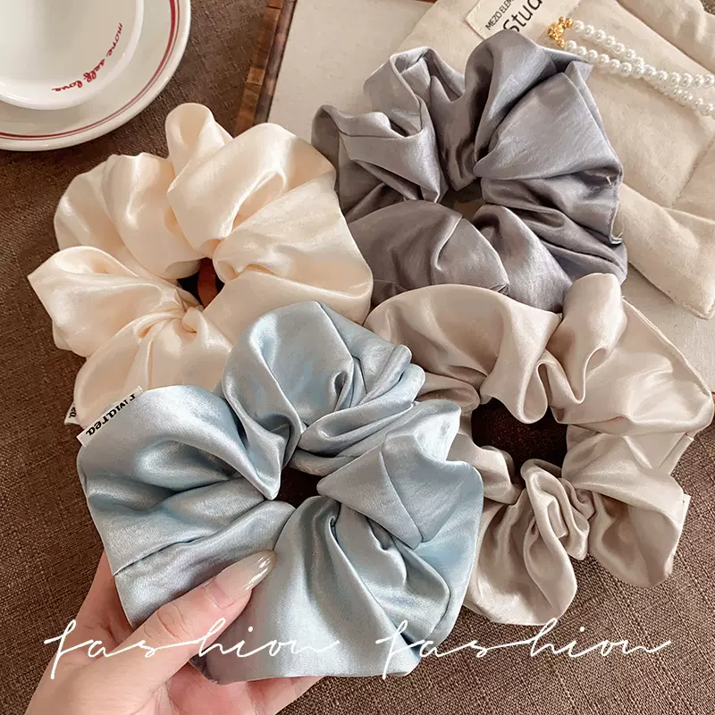 缎面光泽感大号发圈女低马尾皮筋法式简约高级大肠圈耐用头绳配饰