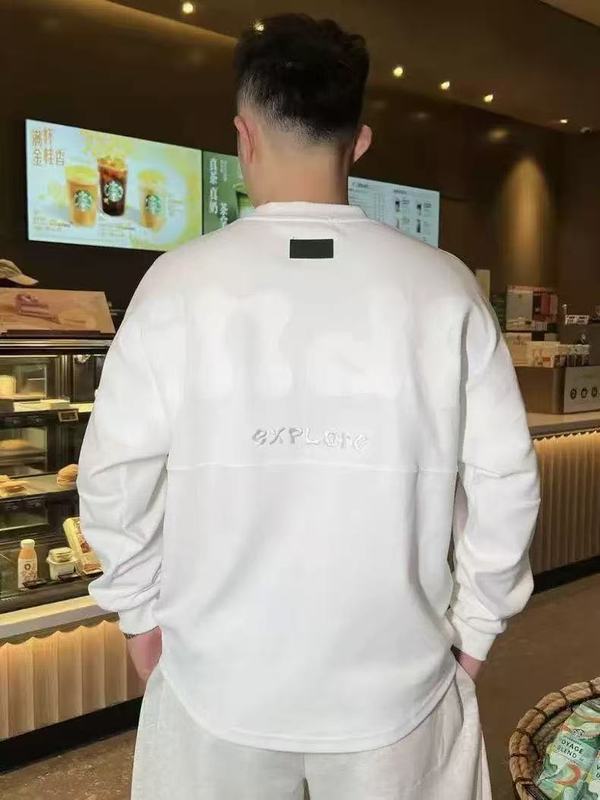 秋季新款潮牌宽松设计感简约卫衣男士百搭圆领长袖T恤秋冬打底衫|undefined
