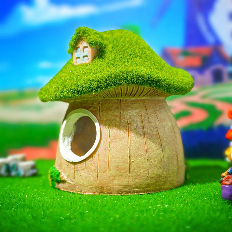 Adorno de Paisajismo para Pecera, Casa de Musgo Artificial para Esconderse, Decoración de Paisaje para Peces y Camarones de Acuario