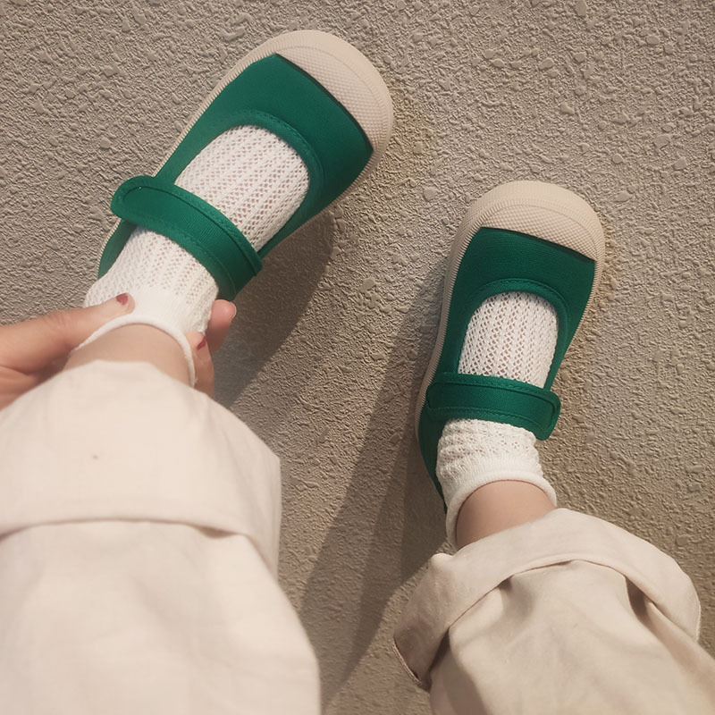 兒童韓版奶奶鞋2022秋寶寶軟底幼兒園布鞋男女童百搭小白鞋