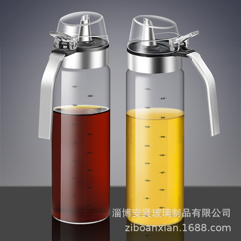 Olla de aceite de vidrio botella de aceite resistente al calor tanque de aceite resistente a altas temperaturas hogar salsa grande y olla de vinagre botella de condimento a prueba de fugas cocina de gran capacidad