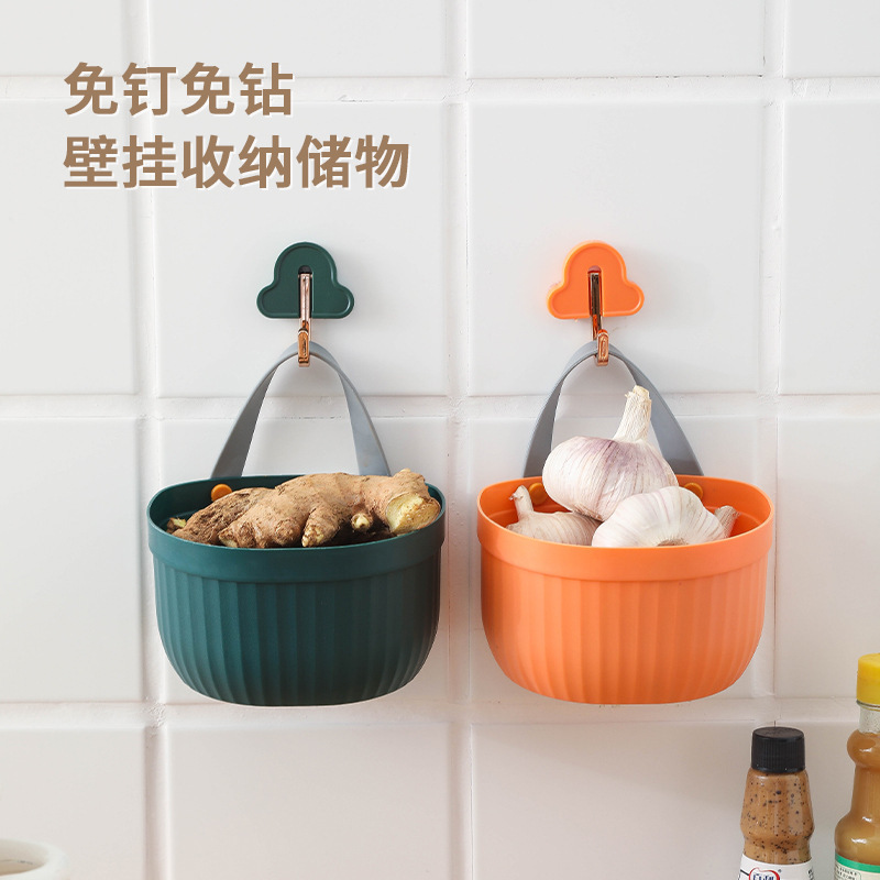 Onion, ginger and garlic storage basket kitchen onion and garlic wall-mounted storage basket ginger and garlic storage box wall-mounted vegetable basket