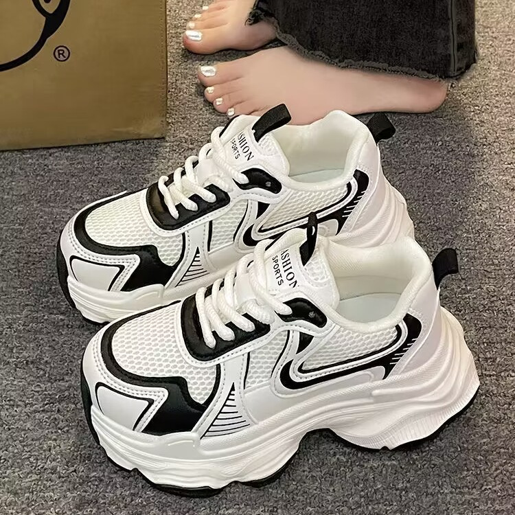 2024 New Thick-soled Torre Shoes Women's Spring and Summer Increased Joker Breathable Casual Mesh sneaker Explosions Ultra Light