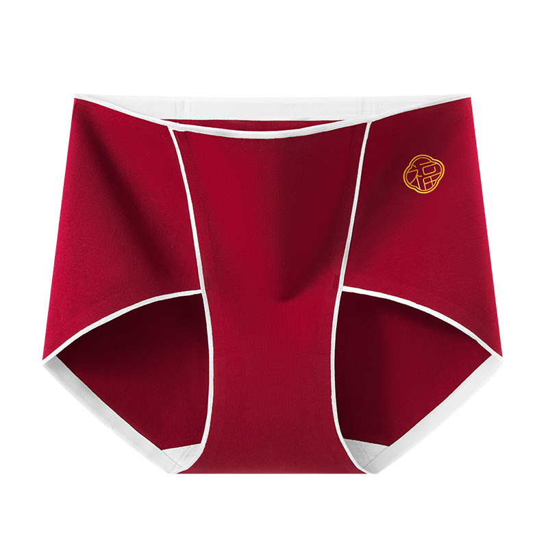 2024 nueva ropa interior roja para mujer, puro algodón 7A, antibacteriano, agradable para la piel, transpirable, cintura media, abdomen, calzoncillos de boda sin costuras