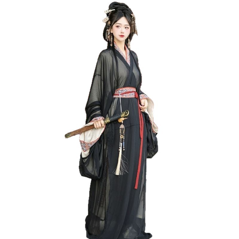 新しい夢の時代の戦国ローブ、馬山と楚の墓の復元、毎日のストレートローブ、伝統的な大人の漢服、女性のテールが大きく拡大|undefined