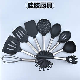 硅胶厨具9件套带厨房工具厨具套装烹饪铲勺耐高温食品级