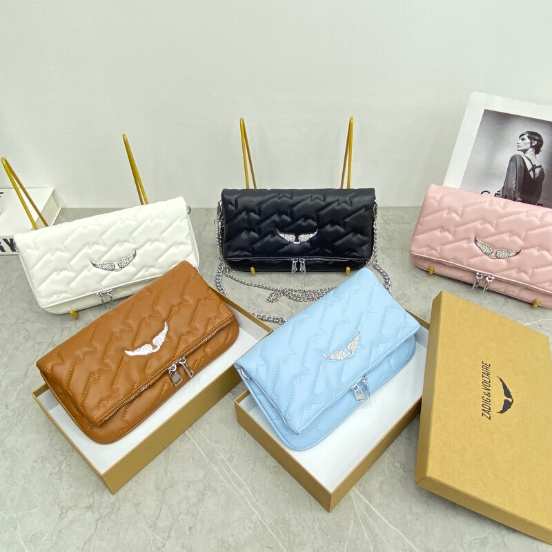 New gift box set French foreign trade fashion zv bag with diamond-embellished wings and chain, women's envelope bag, casual retro shoulder bag New gift box set French foreign trade fashion zv bag with diamond-embellished wings and chain, women's envelope bag, casual retro shoulder bag