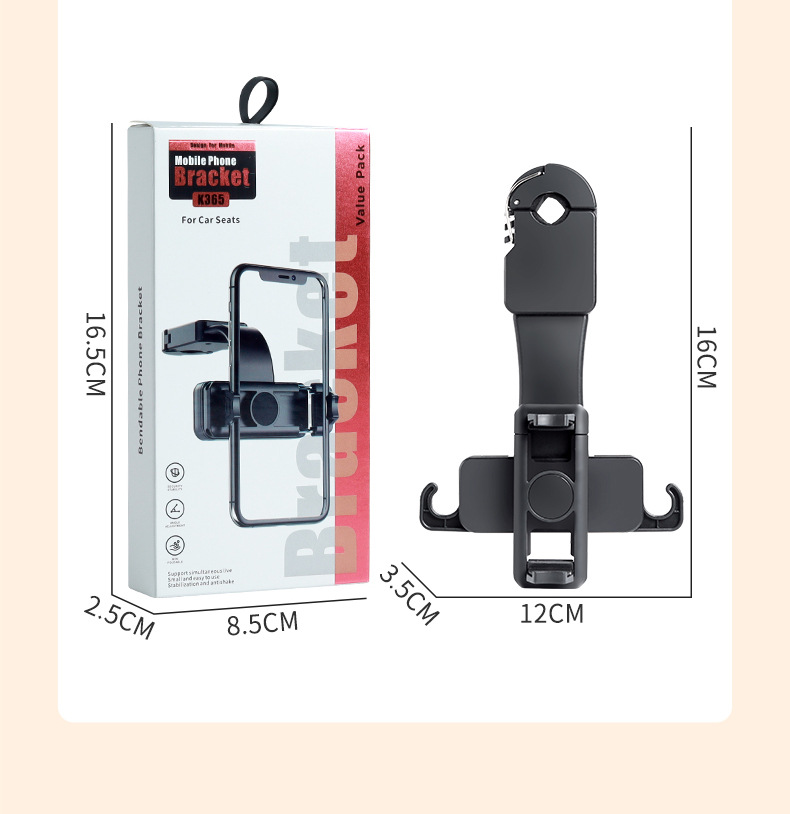 Car Rear Seat Mobile Phone Bracket Car Rear Pillow Mobile Phone Rack Buckle Type 360 ° Rotating Telescopic Multifunctional Bracket
