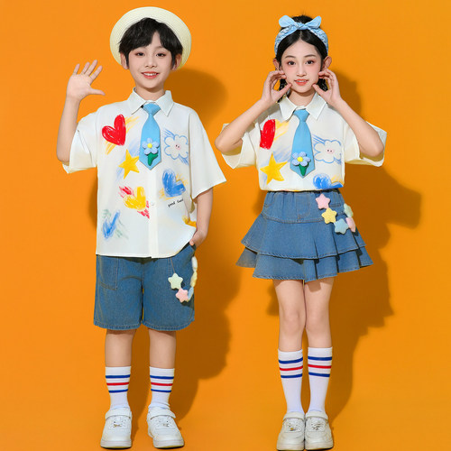 Children's performance clothes, primary school sports games, cheerleading performance clothes, chorus clothes, class clothes, kindergarten dance clothes,