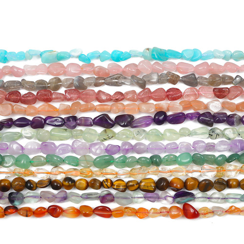 Natural stone straight-hole freeform loose beads, handmade DIY bead stringing materials—semi-finished bracelet and necklace components for jewelry accessories