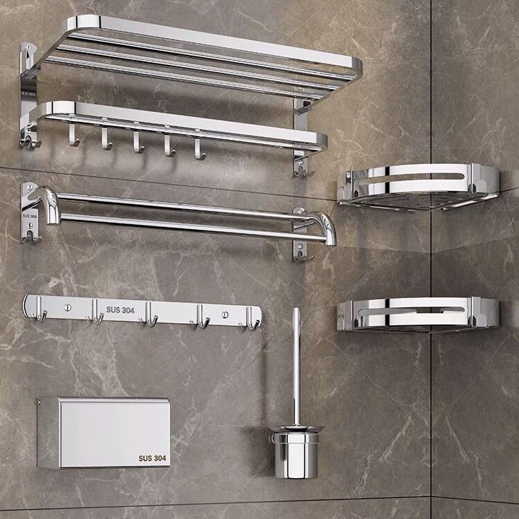 304 stainless steel towel rack bathroom rack toilet set storage rack hook pendant toilet fully equipped