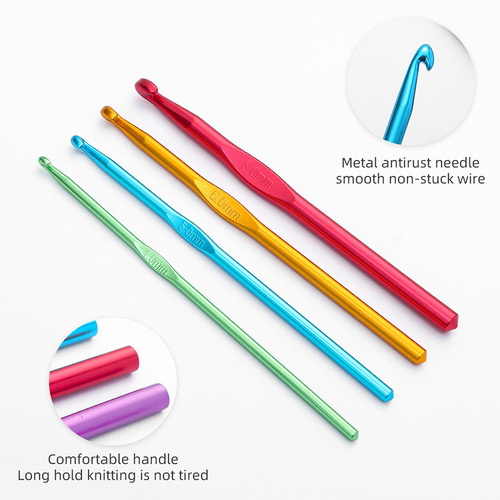 Manufacturer color aluminum oxide crochet hook diy woolen knitting tools metal crochet hook single head crochet hook aluminum crochet hook wholesale
