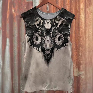 2024 cross-border Amazon AliExpress wish summer men's old retro American pattern digital printed vest
