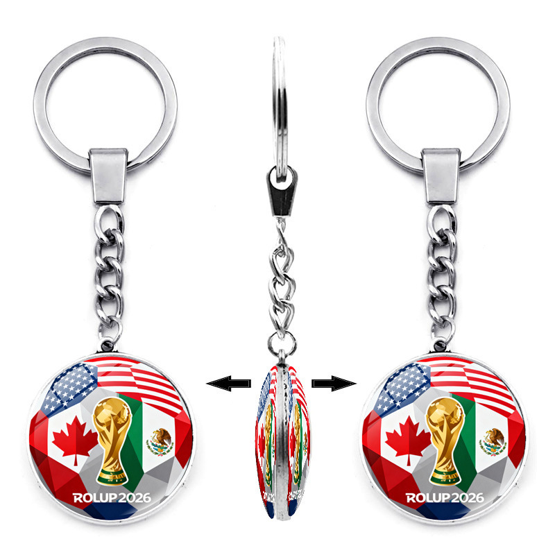 2026 Usa-Mexico-Canada World Cup Pattern Double-Sided Keychain Football Fan Peripheral Creative Gift Keychain Small Pendant 2026 Usa-Mexico-Canada World Cup Pattern Double-Sided Keychain Football Fan Peripheral Creative Gift Keychain Small Pendant