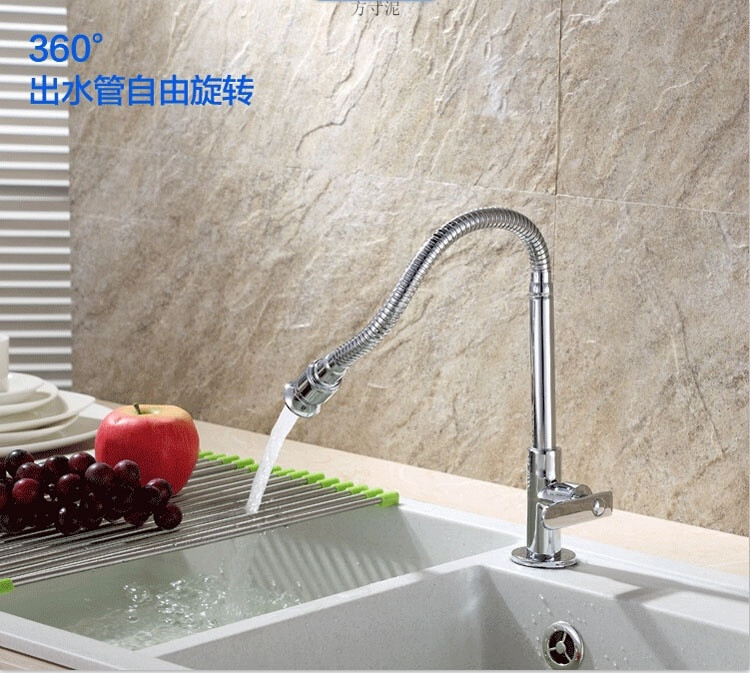 All-copper kitchen, stainless steel basin, water washing faucet, single-cold vegetable washing basin, balcony rotating sink faucet factory Item Picture