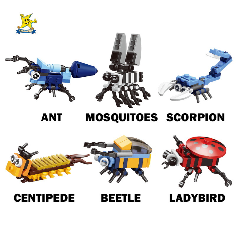 星乐积木 12合1昆虫系列益智彩盒积木 新款厂家直销 多款混装