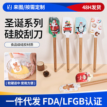 亚马逊跨境圣诞硅胶刮刀 厨房烘焙刮刀 创意图案圣诞节奶油抹刀
