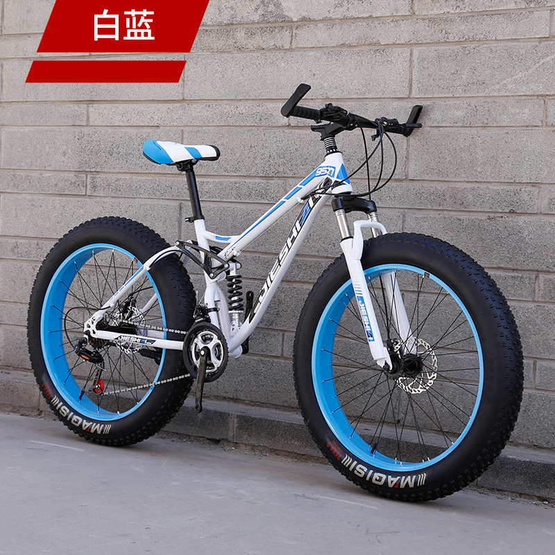 Bicicleta de montaña de doble absorción de impactos, moto de nieve de velocidad variable todoterreno, neumático grande 4.0, bicicleta, hombres y mujeres, playa, estudiantes ligeros