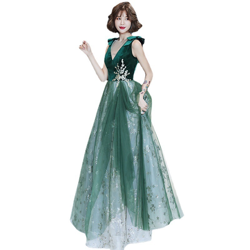 Vestido de noche verde elegante y sexy para mujer, nuevo diseño 2026, ideal para exámenes de arte y anfitrionas de graduaciones. image 7