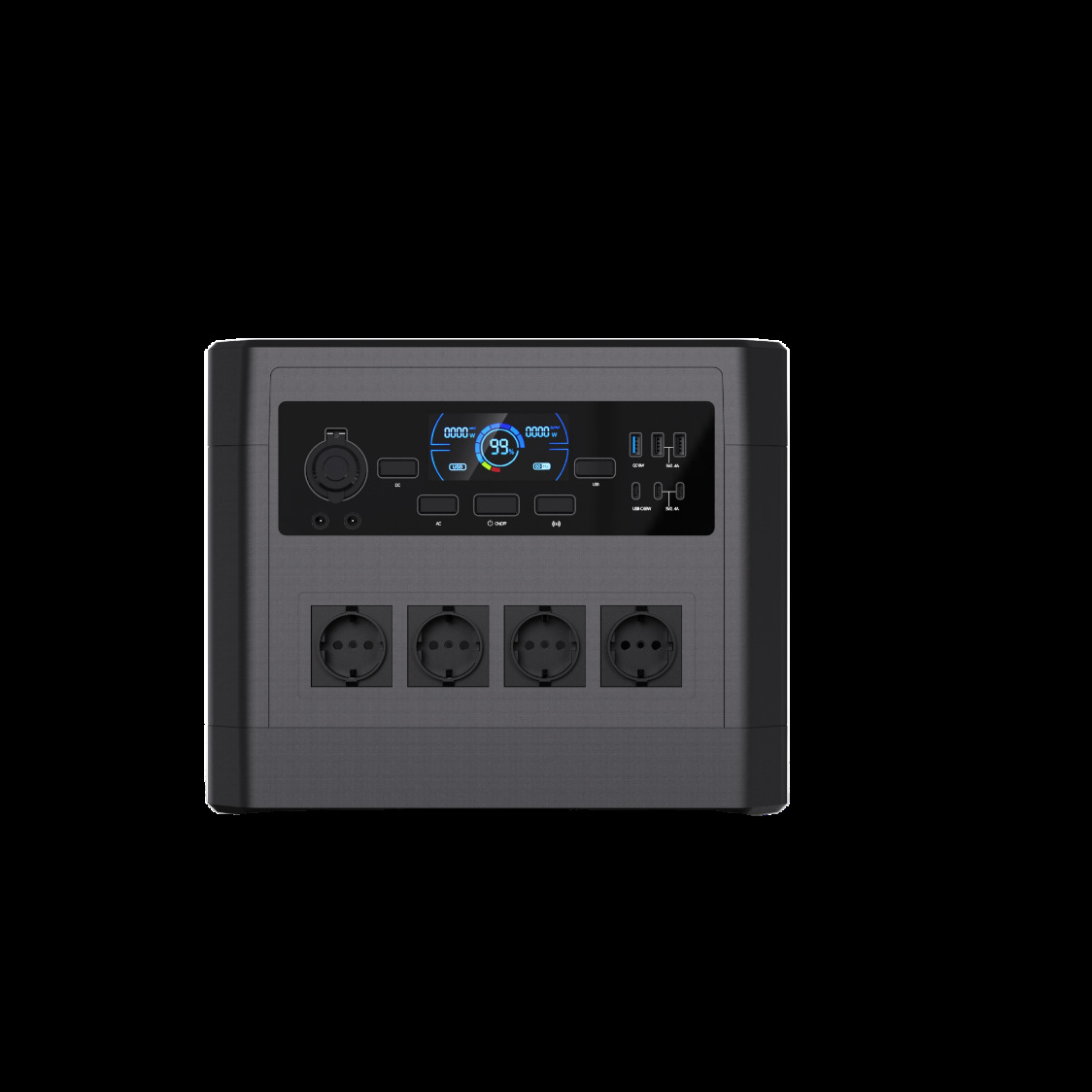 Estación de energía portátil de 2000 vatios con batería de litio para exteriores, fosfato de hierro y litio