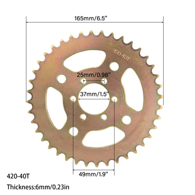 Wholesale 420-40 50 60 tooth inner diameter 37MM modified 6-hole sprocket for bicycle Coleman CT100U (Other drive systems) - 420-40t-37mm-with-screws