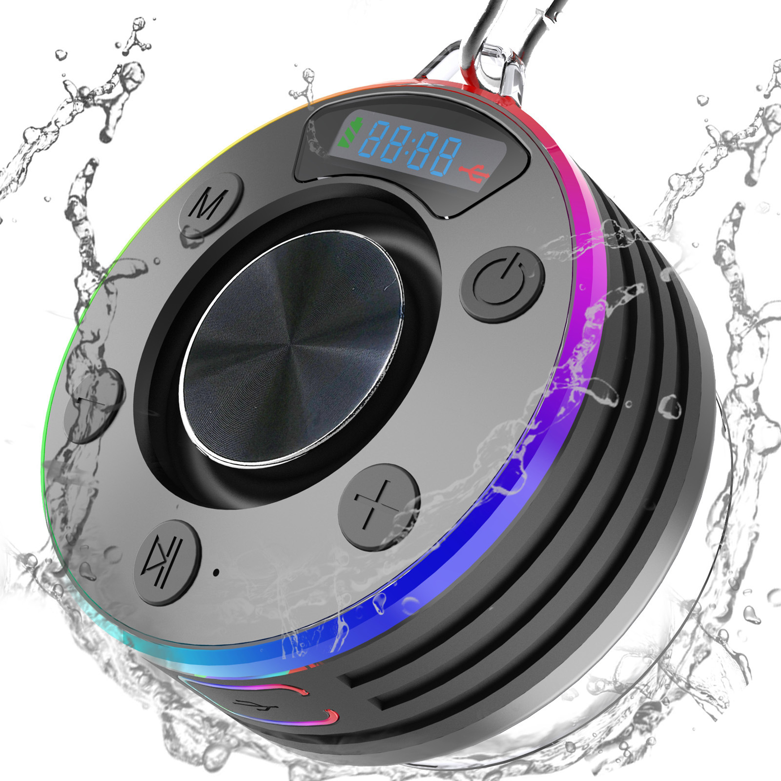 Fabricante directo 7 altavoces de baño a prueba de agua Bluetooth a prueba de polvo mini radio inalámbrica reloj