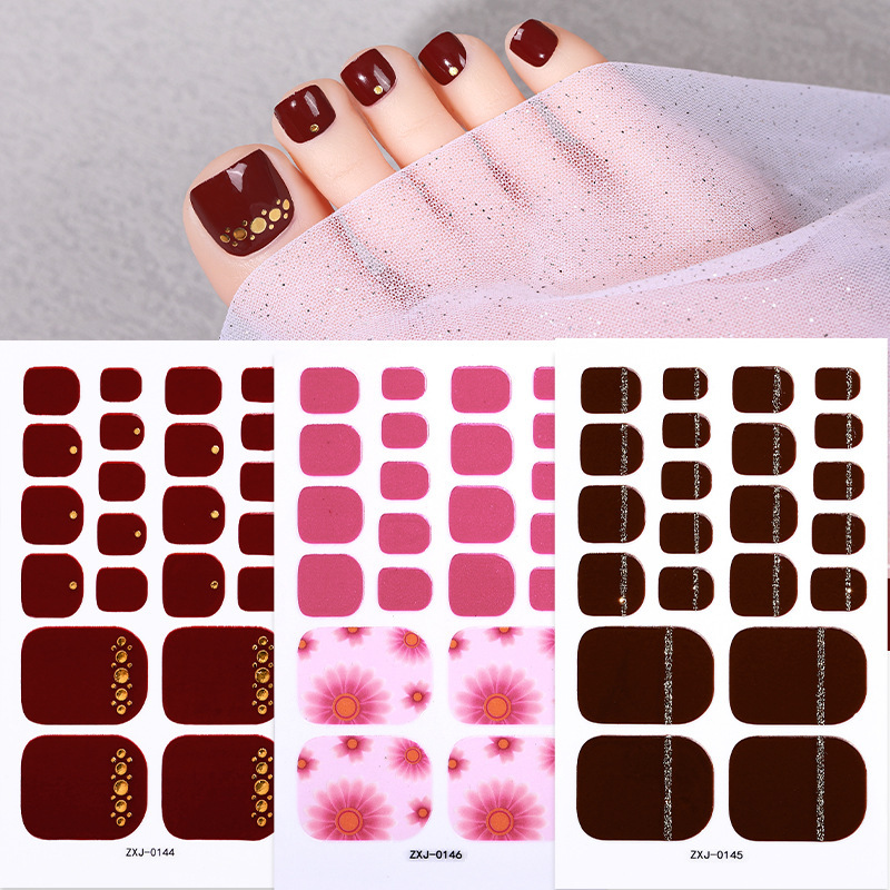 Zhengxiang Custom Toe Manicure Sticker 3D Bronzing Internet Popular Foot Nail Sticker Full Sticker Cute Flower Manicure Sticker