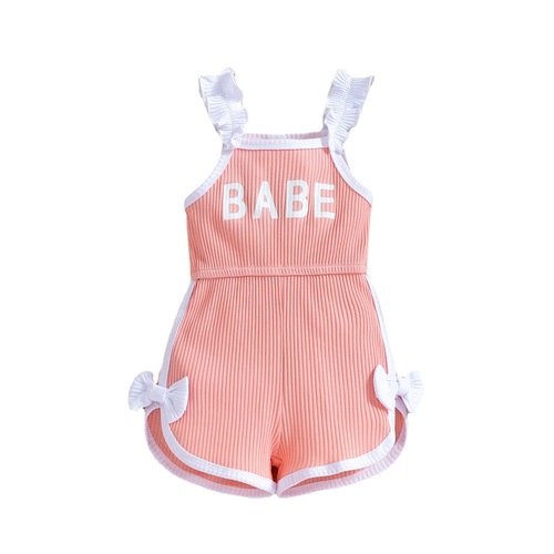 Baoxin children's clothing Korean style ins style summer letter fungus lace suspenders bow shorts infant girls crawl clothes