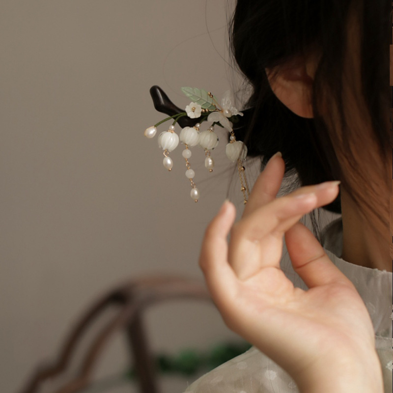 Nueva horquilla de borla de perlas de flores chinas moda nacional horquilla de pelo retro Hanfu todo fósforo nueva horquilla accesorios para el cabello mujer