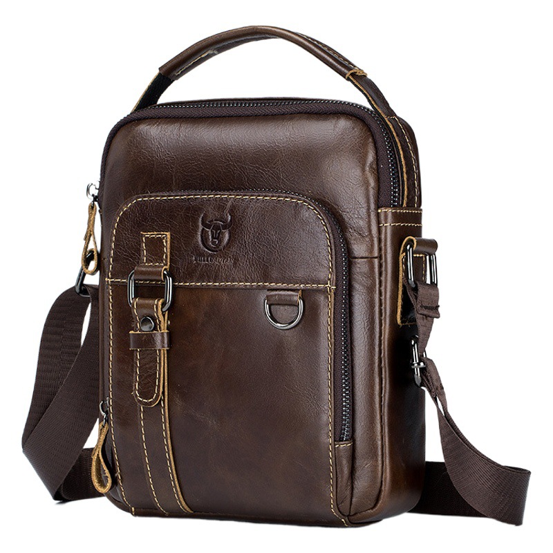 Captain Cow Leather Crossbody Bag Men's Leather Shoulder Bag Head Layer Cowhide Foreign Trade Retro Men's Bag Source Factory Wholesale