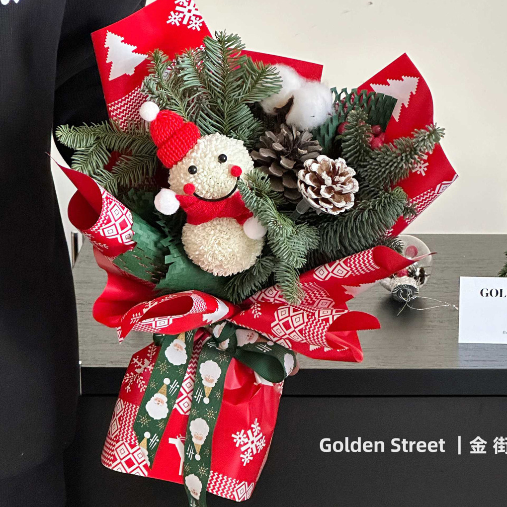 Navidad nuevo papel de embalaje de flores impermeables manzana ramo de papel de embalaje de regalos de Nochebuena