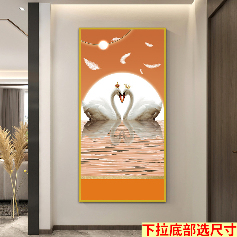Mural autoadhesivo Pintura de vestíbulo sin marco estilo chino sala de estar entrada pegatinas pasillo vertical fondo fondo de papel pintado