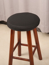 實木圓形夾海棉加特厚防滑松緊收口純色凳子套 罩 透氣墊子套現代