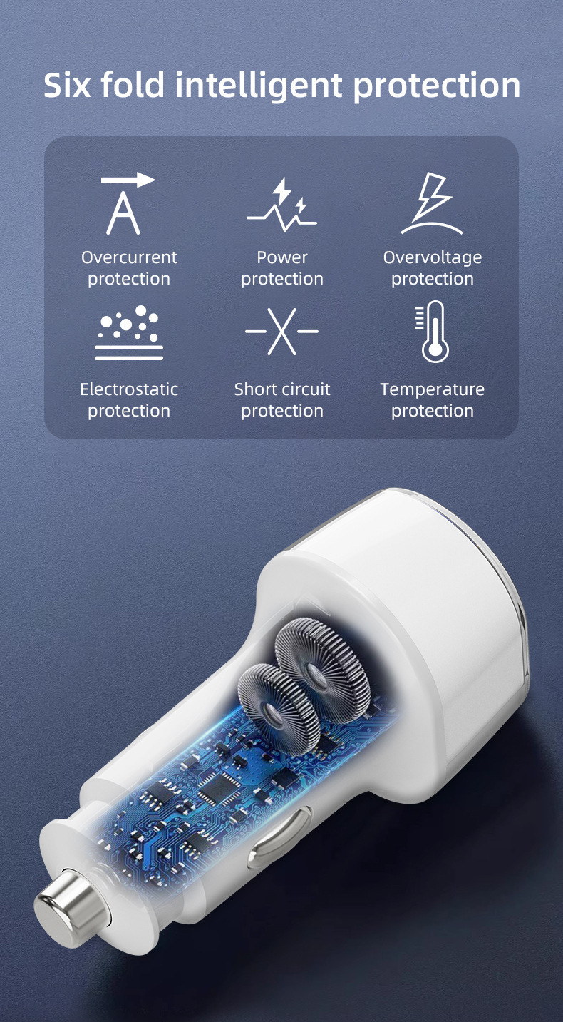 Suitable for Huawei Honor Super Fast Charging 100W One-To-Two Cigarette Lighter Adapter Pd30W Car Charger