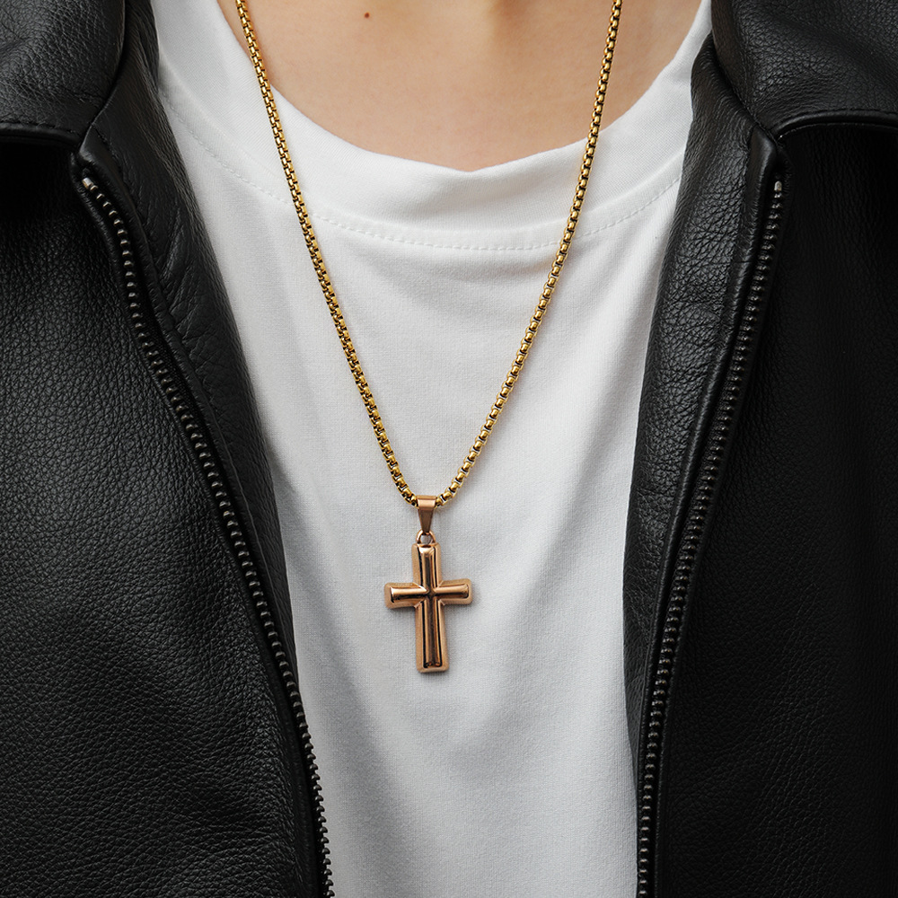 Lady Style 1 Piece 304 Stainless Steel Real Gold Plated Cross Pendant
