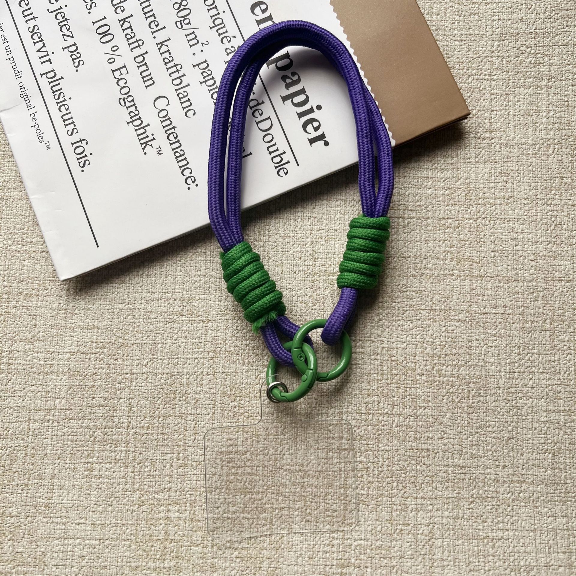 더블링 [팔찌-짙은 보라색 녹색] + 투명 사각 스페이서